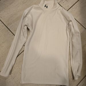 Mock Neck Long Sleeve White Activewear Tops